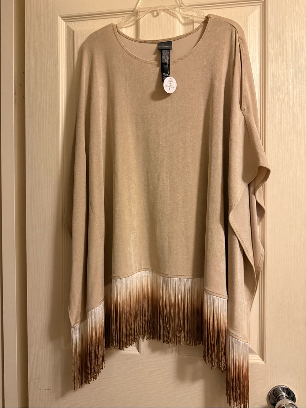 Chico’s Travelers - Fringed Beige Poncho